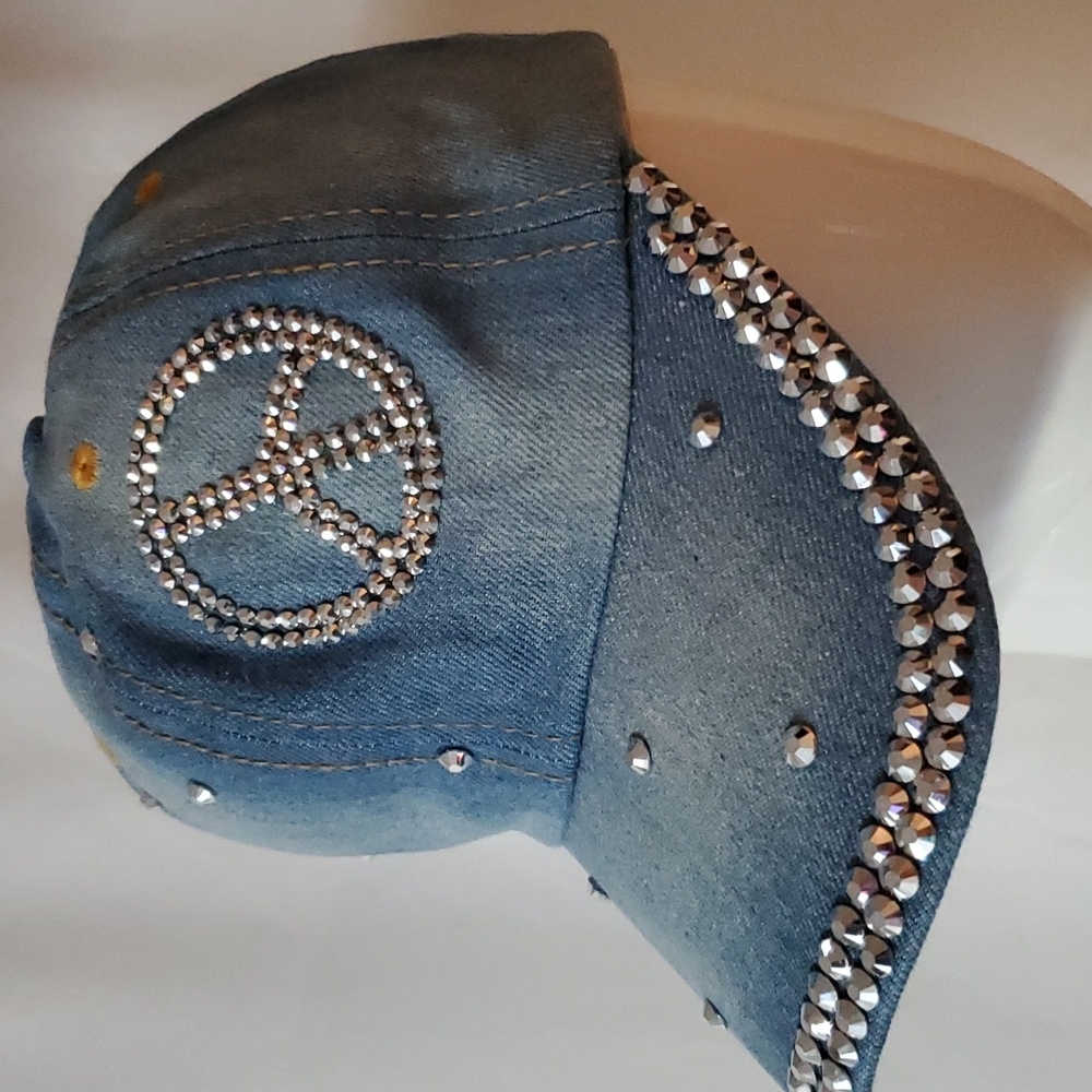 Denim Rhinestone Cap - Picture 4 of 7